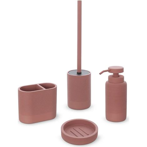 Set accessori bagno 4 pezzi in poliresina terracotta Marica (1/5)