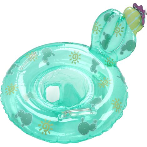 Bouée enfant PVC vert cactus mignon gonflable piscine flotteur avec siège double poignée (1/5)