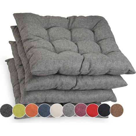 Lot 4 Coussins Chaise 40x40cm 6cm Gris, Rubans, Confortables, Maison/Jardin, Intérieur/Extérieur (1/5)