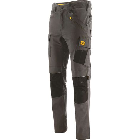 Caterpillar – Pantalon de travail slim gris – Denim stretch 407g/m² – Taille élastique – Multi-poches pour outils – Confort et durabilité (1/3)