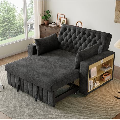 Divano letto 2 posti reclinabile in chenille OKMYHOME (1/5)