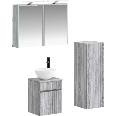 Ensemble de mobilier de salle de bain 4 pcs Sonoma gris vidaXL (1/5)