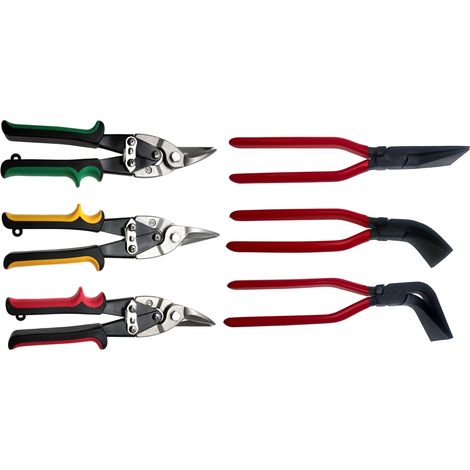 Set di pinze a pinza per piegatura + forbici per lamiera (sinistra - destra - dritta) per il taglio e la piegatura di lamiere - Pinza piegatrice diritta 0° inclinata 90° 45° per tettuccio/timbro (1/5)