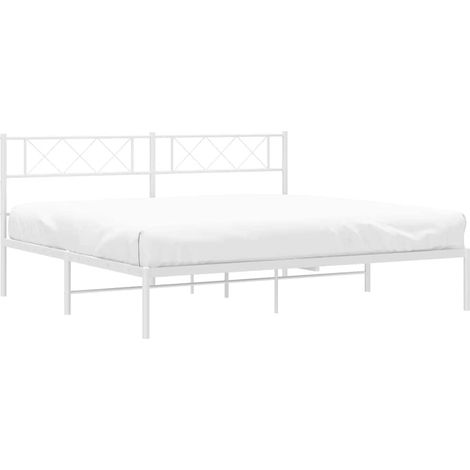 Bettgestell mit Kopfteil Metall Weiß 193x203 cm vidaXL (1/5)