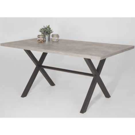 Table de salle à manger Kijara 160x90 cm-aspect béton/anthracite (1/4)
