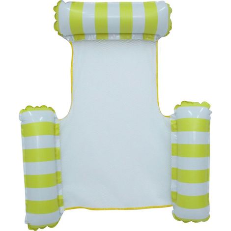 Chaise Longue Gonflable Pliable 3 Tubes, Fauteuil de Plage avec Dossier, Transat Flottant Jaune pour Piscine et Mer- (1/2)