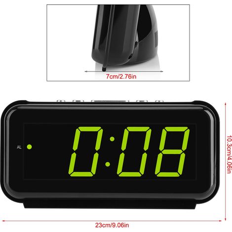 Réveil électronique de table 220 V, affichage LED, fonction snooze, prise UE verte (1/5)