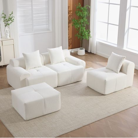 canape dangle modulable 3 places tissu beige OKMYHOME (1/5)