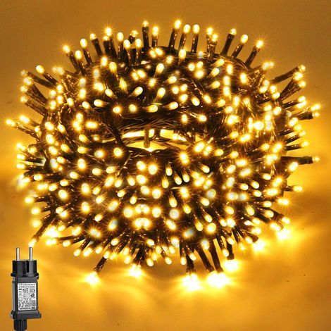 Lichterkette mit 23 m Länge, 200 warmweißen LEDs, 8 Modi, IP44 wasserdicht, für Weihnachten im Innen- und Außenbereich (1/5)
