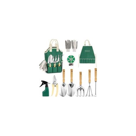 Ensemble de 11 outils et accessoires de jardin, outil de jardin avec manche en bois antidérapant, kit cadeau d'outils de jardin (1/5)