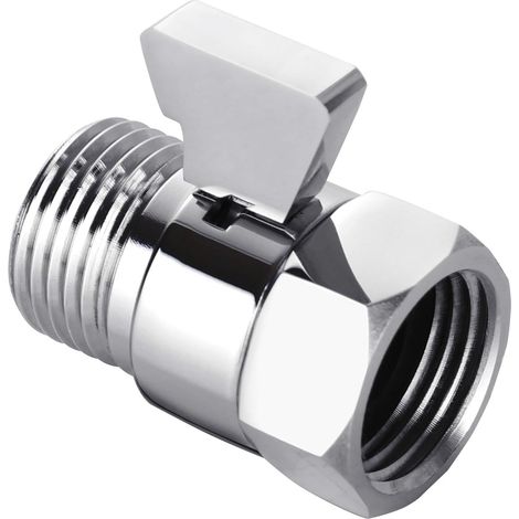 (Chrom) Wasserdurchflussregelventil, Absperrventil für Handbrausen aus gebürstetem Nickel, einstellbares Absperrventil für Wasserdruck, G1/2-Standardanschluss aus Messing