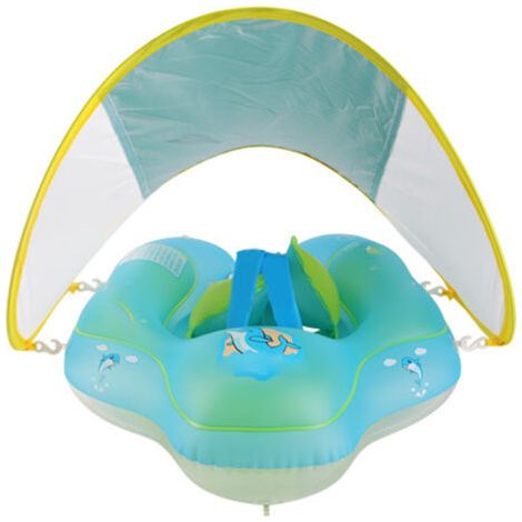 Bouée bébé XL, diamètre intérieur 19 cm, bouée gonflable en PVC, non rotative, avec pare-soleil (1/5)