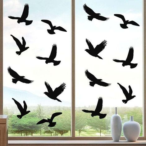 Lot de 20 Autocollants de fenêtre Anti-Collision en Forme d'oiseau pour empêcher Les Gens et Les Oiseaux de Frapper sur la vitre (1/4)