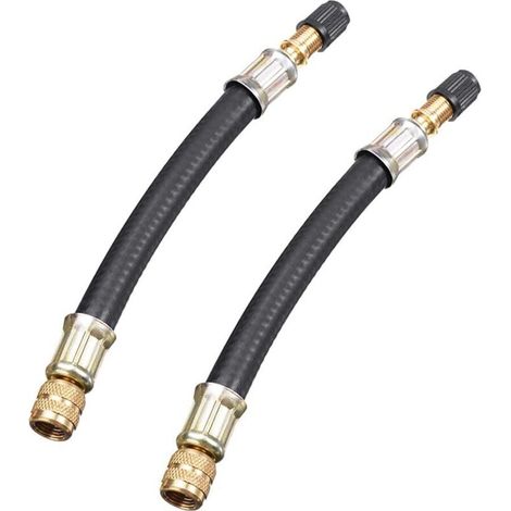 Prolunga per valvola pneumatici, 2 adattatori per valvola tubo flessibile in gomma nera per camion, veicoli, autobus, camper, rimorchi, adattatore per trasporto pneumatici