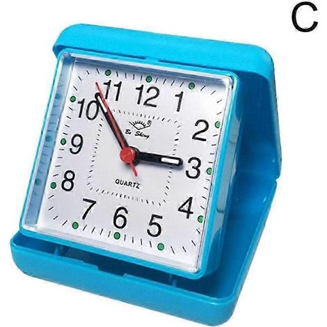 Réveil silencieux portable, sans tic-tac, réveil de chevet compact, bleu