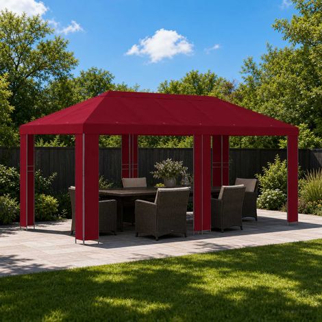 vidaXL Garten Pavillon 6 x 3 m Bordeauxrot Polyester und Stahl 190 (1/5)