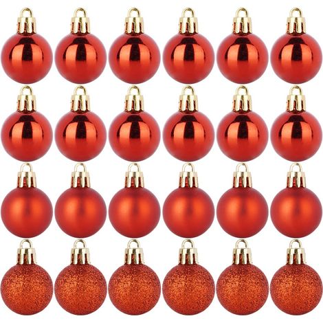 24 bruchsichere rote Weihnachtskugeln (Weihnachtsbaumkugel-Set) (1/3)