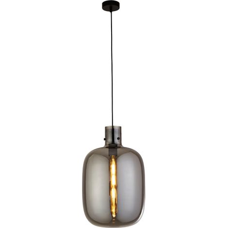 Searchlight Barrel Luminaire suspendu à 1 ampoule, noir, verre fumé (1/3)