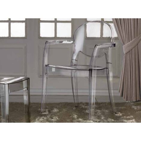 Fauteuil polycarbonate transparent Kay - Lot de 4-Fumée (1/5)