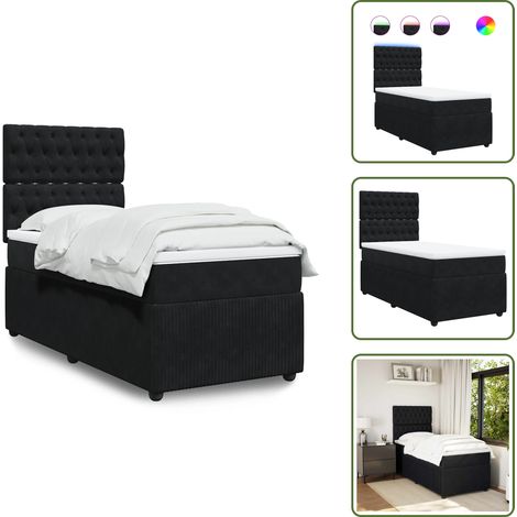 vidaXL Boxspringbett mit Matratze Schwarz 100x200 cm Samt (1/5)