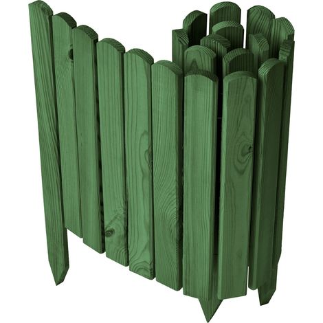 Garronda clôture de Jardin en Bois Bordure Jardin Cloture Jardin Exterieur, Palissade Bordurette Longueur: 100 cm GD-0148 (Vert Foncé, Hauteur : 40 cm)