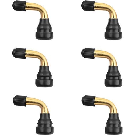 6 Pièces Valve De Pneu PVR70, Valve Pneu Tubeless, Valves De Roue à Angle 90 Degrés, Valves Tige Bent 90 Degrée Angulaire pour Motos Voitures Vélos Scooter Accessoires(1.7×1.4cm) (1/5)