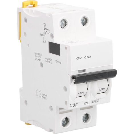 Disjoncteur Miniature 2P 32A pour Installation sur Rail DIN, Protection des Circuits Basse Tension AC400V (1/5)