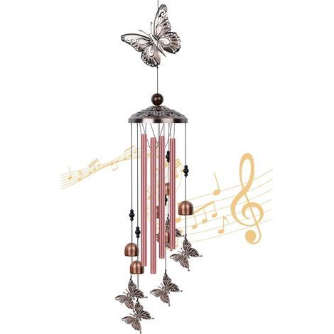Carillon à Vent en Forme de Papillon, Carillon à Vent pour Jardin avec S Crochet, Papillon Carillons Tube en Aluminium pour Extérieure et Intérieure Décoration Cadeau pour Maman Grand-mère (1/5)