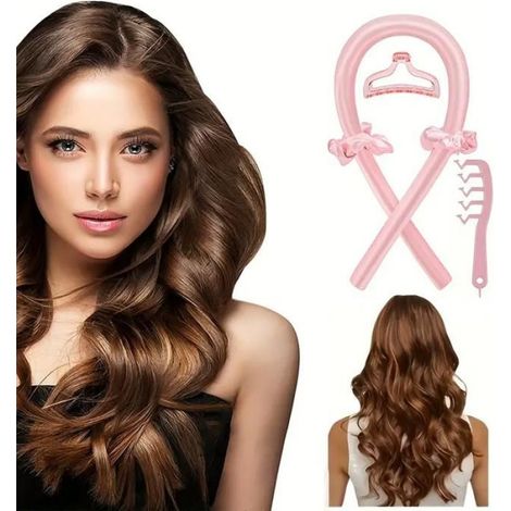 Fer à friser sans chaleur - Outil de coiffure pour boucles naturelles à faire soi-même (rose) (1/4)