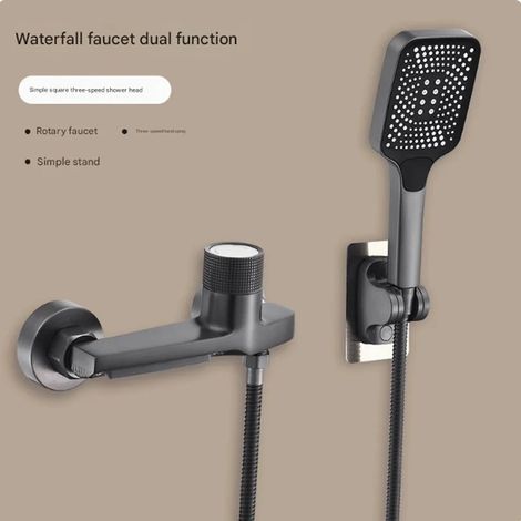 (Gris anthracite A) Robinet de baignoire cascade avec douchette, mitigeur de douche mural pour salle de bain (1/5)
