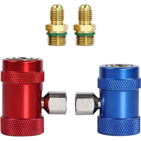 Kit de conversion avec adaptateur et coupleur rapide pour climatisation automatique automobile (côté haute/basse tension, R1234yf) (1/5)