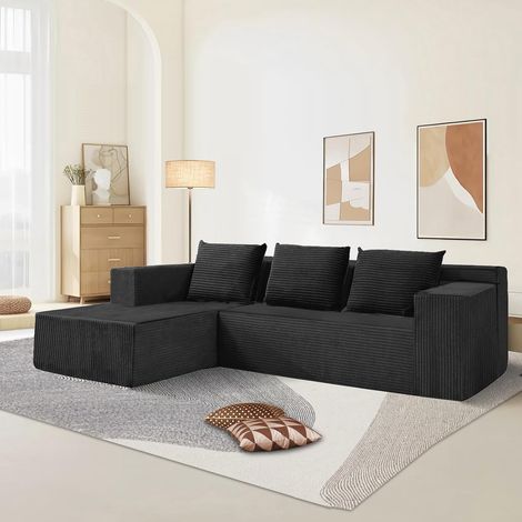 Canapé d'angle Modulaire 3 Places Méridienne Droite Gris Foncé (1/5)