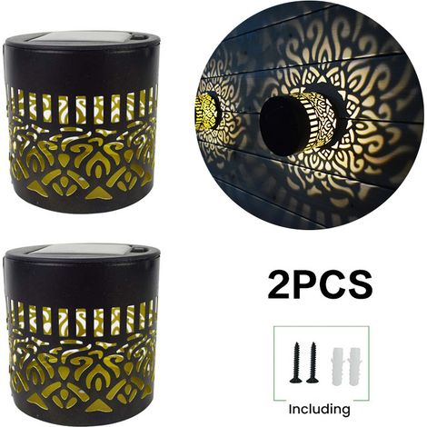 2pcs Lampe Solaire Murale – Leyof – IP65 Métal, Lumière Chaude & 7 Couleurs – Jardin, Terrasse (1/5)