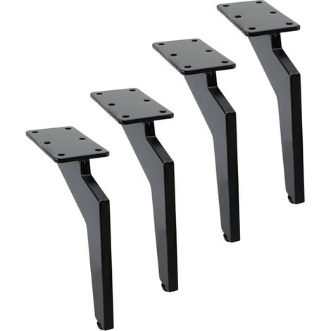 Pieds de meubles de cuisine à monter soi-même, adaptés aux tables basses, armoires, lits, canapés, etc., en métal noir robuste, silencieux et antidérapants, lot de 4. (1/4)