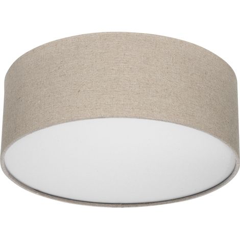 Plafonnier LED chambre - 30cm, rond, avec abat-jour en tissu, taupe (1/5)