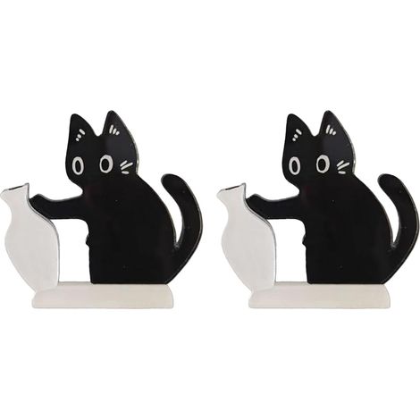 Lot de 2 aimants pour réfrigérateur Motif chat noir (1/5)