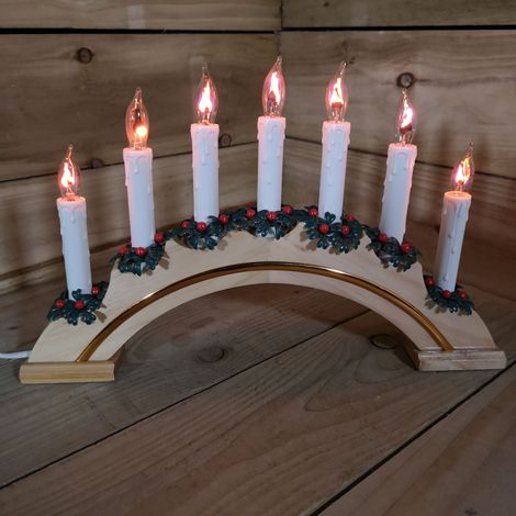 Premier Wooden Christmas Candle Bridge Arch with 7 Flickering Candle Bulbs Mains Operated (1/5)