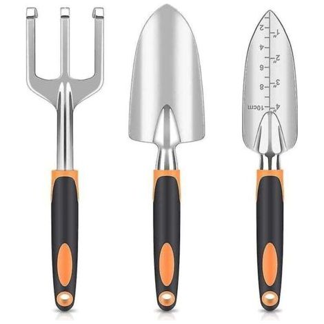 QORVA-Ensemble d'outils de jardin, outils en alliage d'aluminium robustes et légers avec poignée non ergonomique, Garde (1/3)