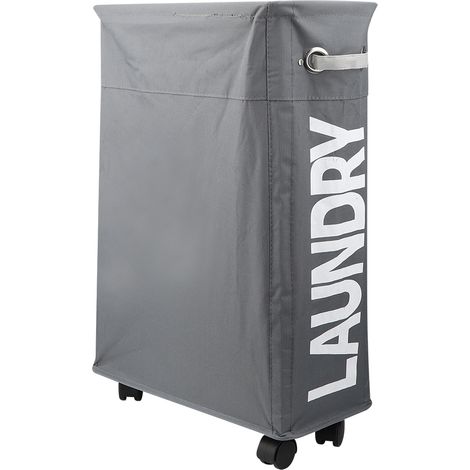 boîte de rangement-Corbeille à linge pliable avec roues imperméable et compartiment de rangement (1/4)