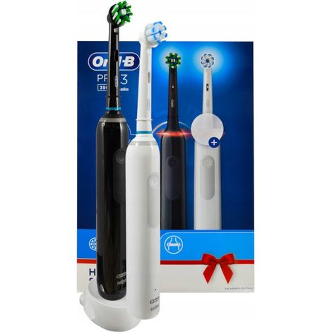 2x Oral-B PRO 3 3900 Schwarz + Weiß Zahnbürste