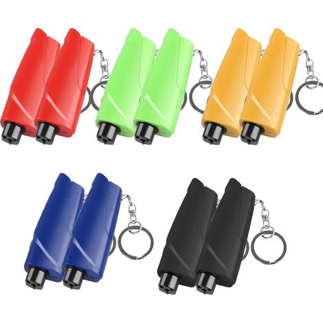 Set di 10 pezzi per rompere i finestrini e tagliare le cinture di sicurezza – Strumento di evacuazione auto 2 in 1 con portachiavi, martello di sicurezza impermeabile per rompere i finestrini, adatto 