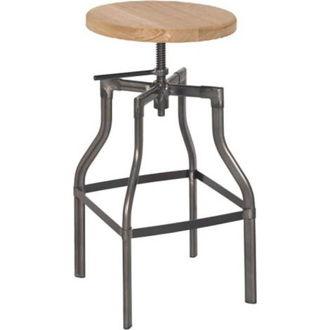 SILPA - Tabouret de Bar Pieds Métal et Assise Bois (1/3)