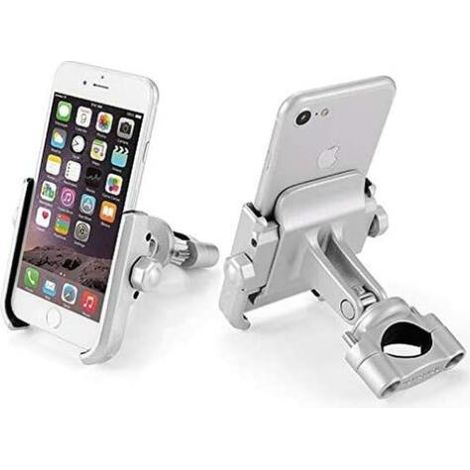 Support de téléphone portable pour moto vélo vélo monté sur guidon en aluminium réglable à 360° pour moto portable navigateur GPS universel (guidon argent) 1 pièce (1/5)