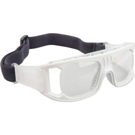 Stoßfeste und beschlagfreie Sportbrille mit verstellbarem Kopfband, für Basketball, Laufen und Radfahren (weiß). (1/5)