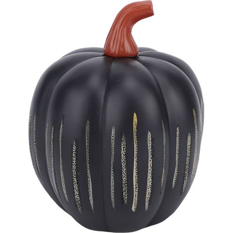 Soavoa Citrouille Lumineuse Noire en Résine avec Effet Pailleté Décoration Intérieure et Extérieure pour Halloween Automne 1 Pièce (1/4)