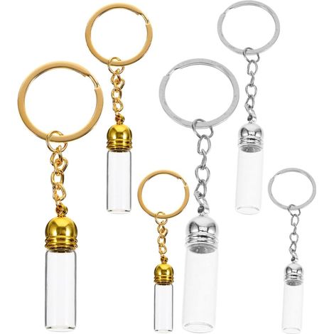 6pcs Mini Flacons en Verre Transparent avec Porte-clés, Bouteilles à Message pour Parfum et Huiles Essentielles, Usage Polyvalent pour Artisanat et DIY (1/5)
