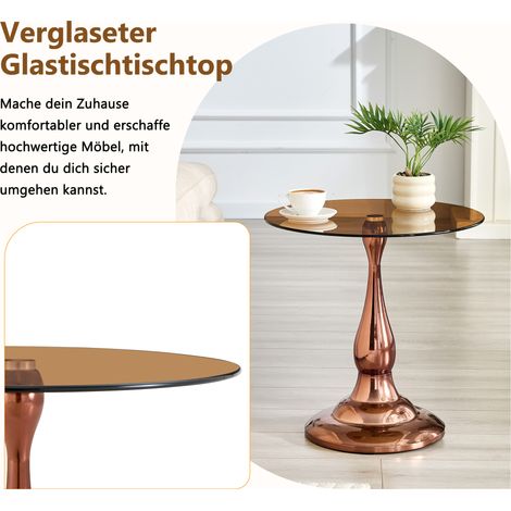 Table Ronde en Verre Moderne, Table Basse Élégante avec Plateau en Verre Trempé & Socle Stable, Table d'Appoint Compacte pour Salon Chambre (Table Seule) (1/5)