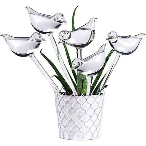 5LOT Arrosage Automatique En Verre, Abreuvoir De Plantes Globes En Forme D'oiseau Transparent (1/5)