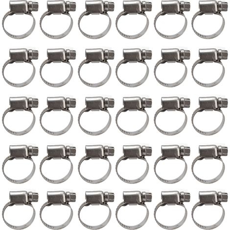 30Pcs Hose Clamps German Style Adjustable 304 Stainless Steel Fuel Line Clamp Pipe Tube Clips13-23 (1/5)