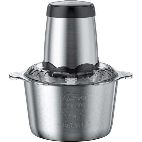 Hachoir électrique avec bol en acier inoxydable de 3 L, hachoir à viande de 300 W, hachez rapidement et facilement la viande, les oignons, les herbes et les fruits secs (1/4)